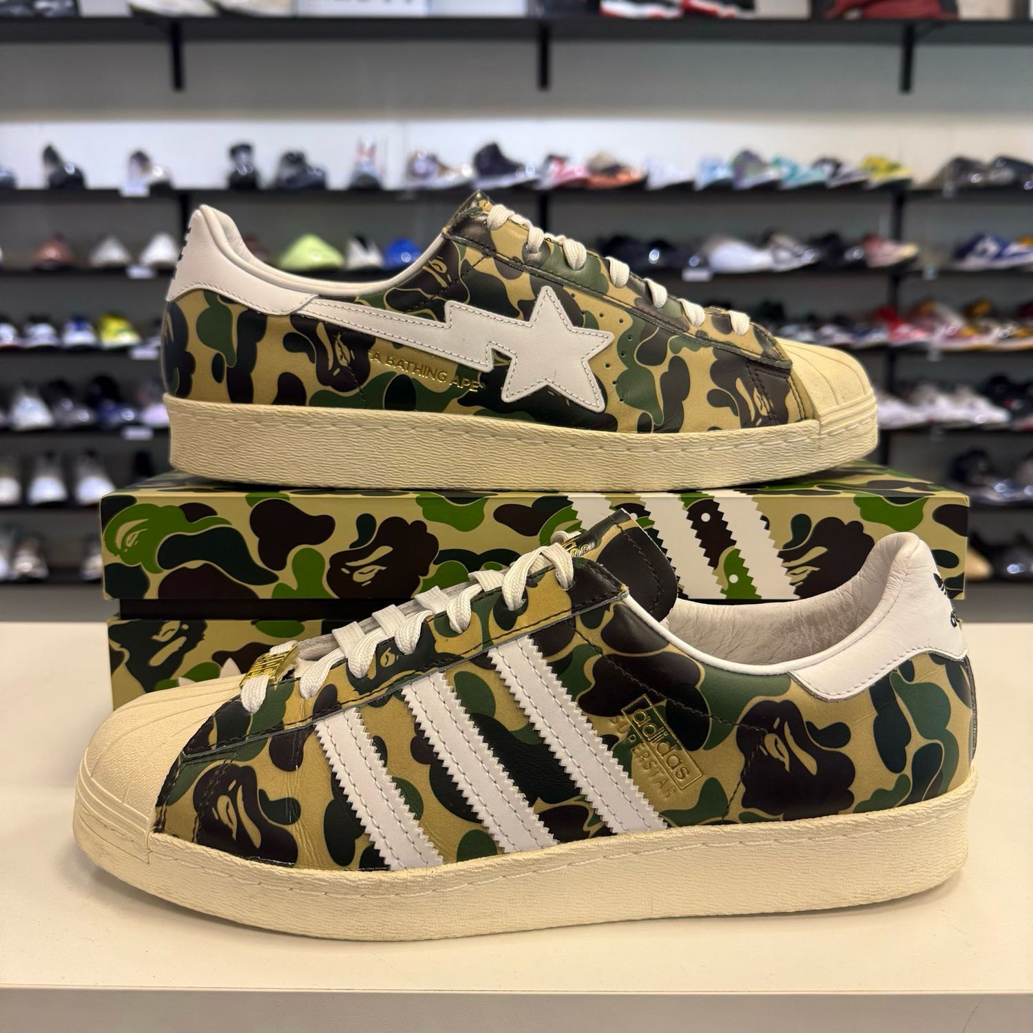 PO ADIDAS SUPERSTAR80S BAPE ABC CAMO GREEN SIZE 9.5