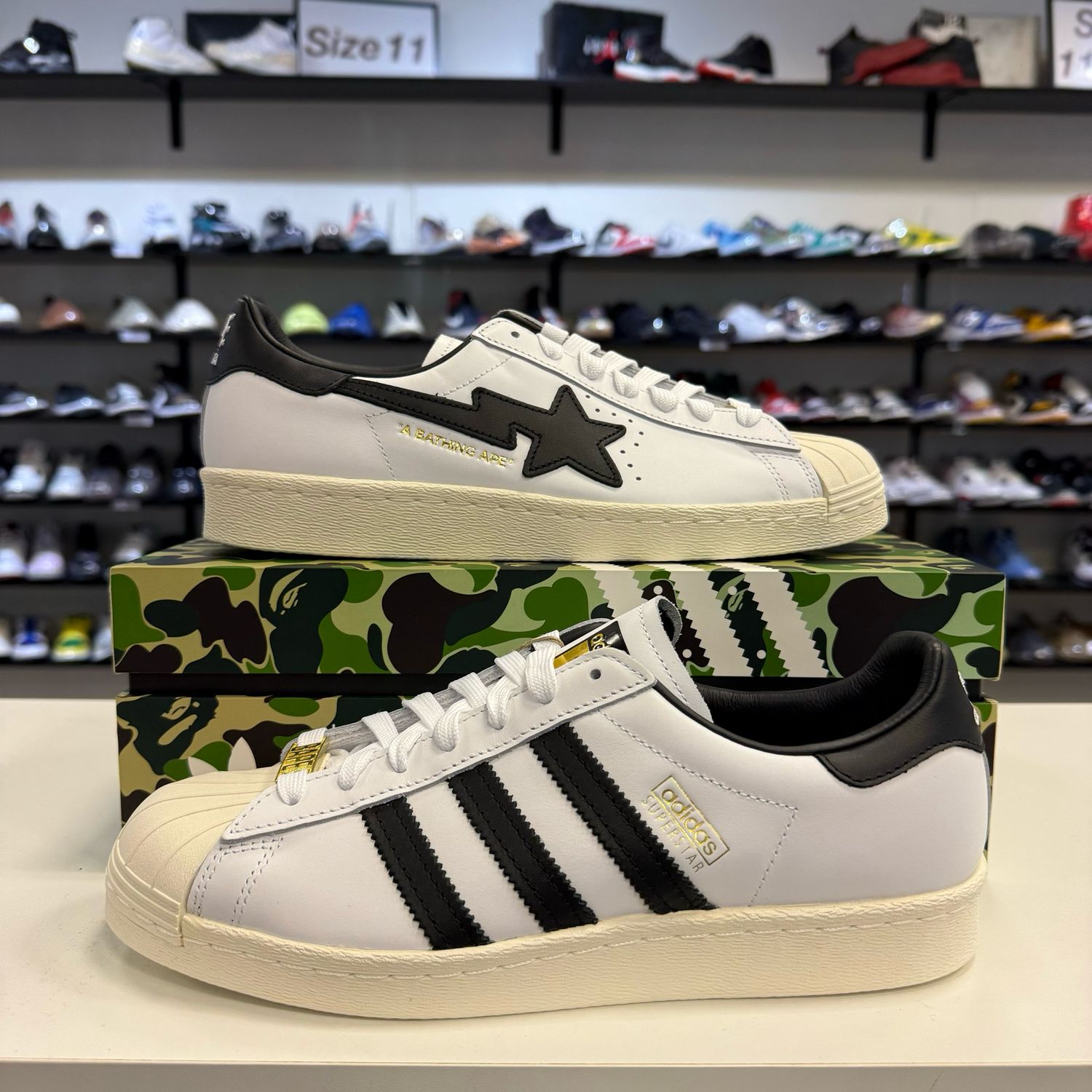 NEW ADIDAS SUPERSTAR 80S BAPE WHITE BLACK