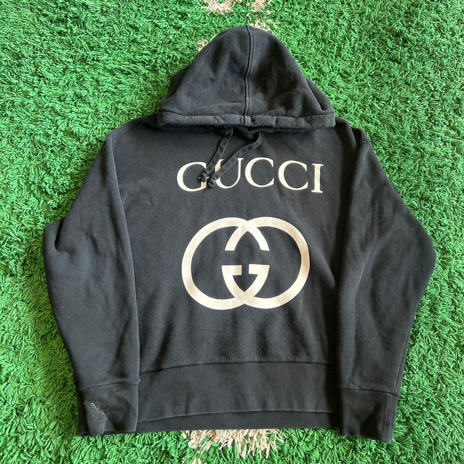 PO GUCCI INTERLOCKING G HOODIE BLACK SIZE XXL