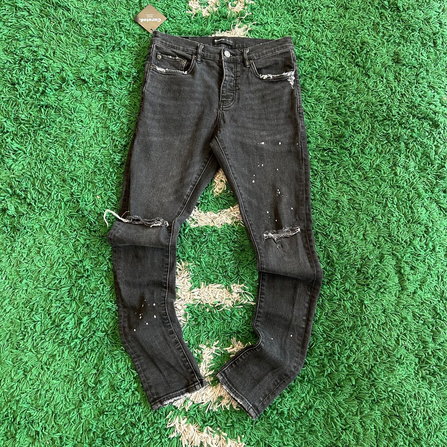 PO PURPLE P001 BLACK OVERSPRAY JEANS SIZE 29