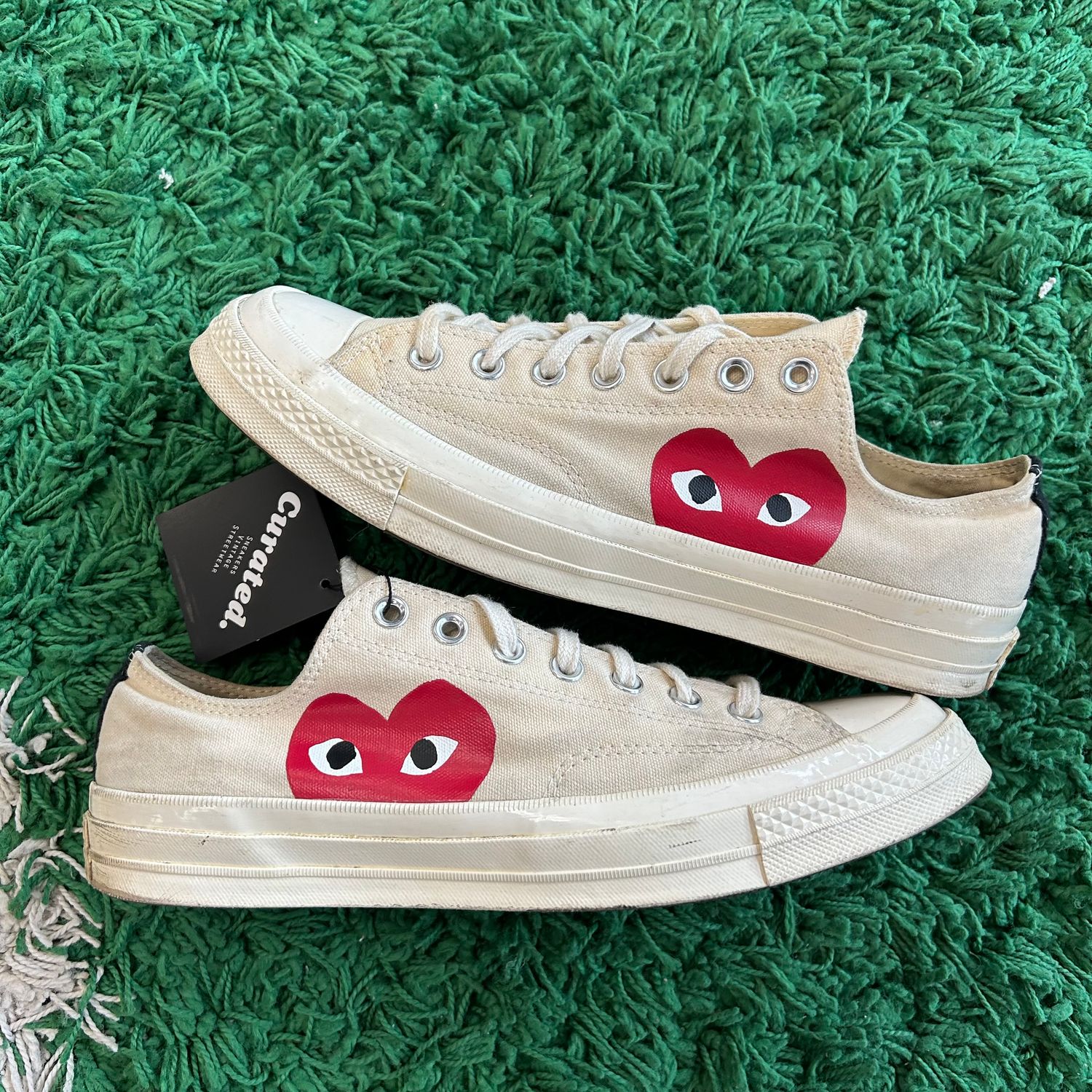 PO NB CONVERSE CHUCK TAYLOR ALL STAR LOW COMME DES GARCONS PLAY CREAM SIZE 10
