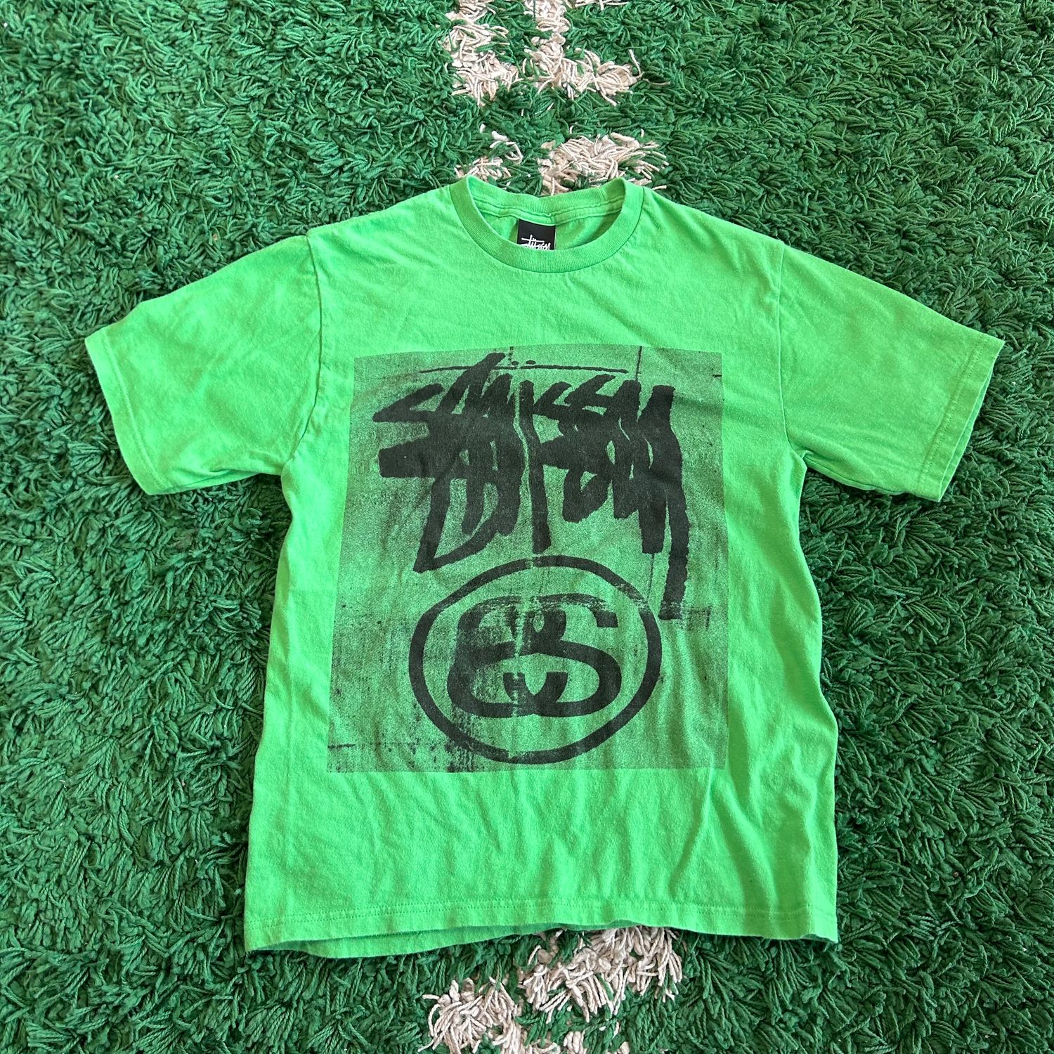 PO STUSSY LINK BLUR TEE GREEN SIZE S