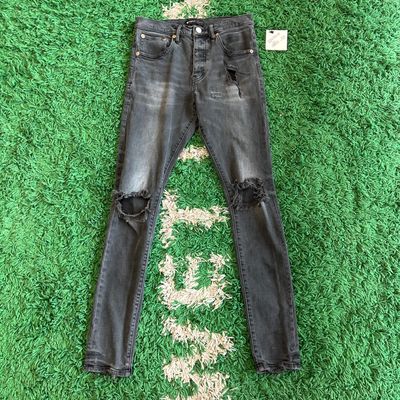 PO PURPLE P002 NBT FADED BLACK KNEE &amp; POCKET RIPS SIZE 30