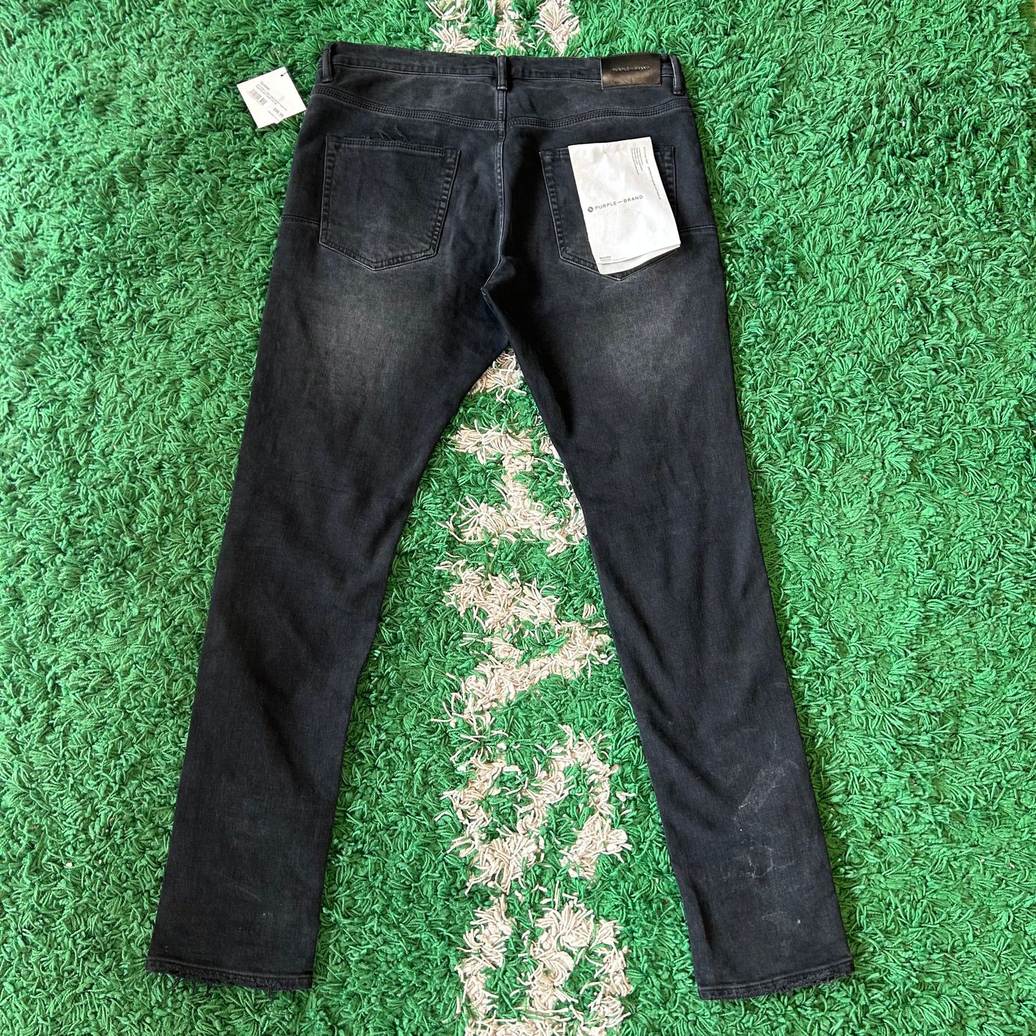 PO PURPLE P002 DROPPED FIT SLIM LEG BLACK/BLACK JEANS SIZE 34