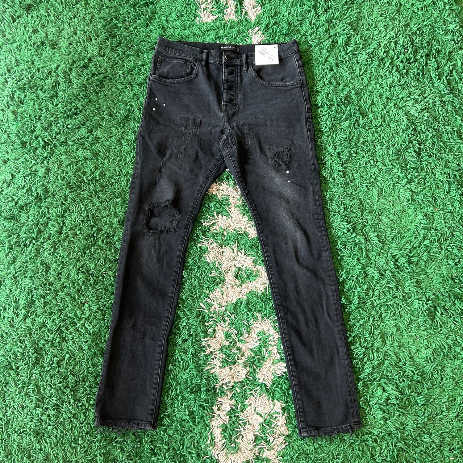 PO PURPLE P002 NBT BLACK/BLACK RIGHT KNEE RIP REPAIR SIZE 31