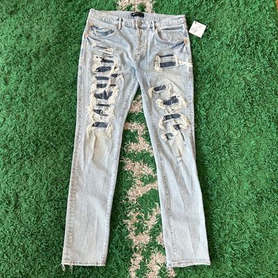 PO PURPLE P001 SLIM FIT LIGHT WASH RIPS DARK UNDER SIZE 36