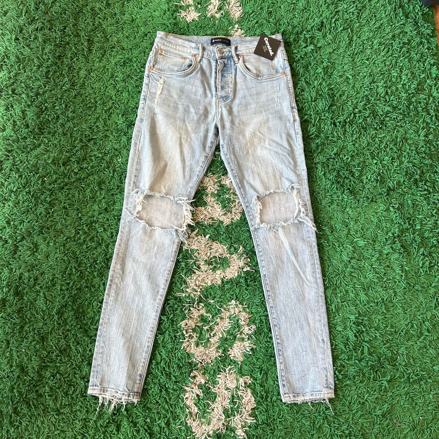 PO PURPLE P002 NTB LIGHT WASH KNEE HOLES SIZE 30