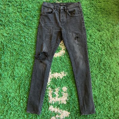 PO PURPLE P002 DROPPED FIT SLIM BLACK REPAIR RIGHT KNEE HOLE SIZE 31