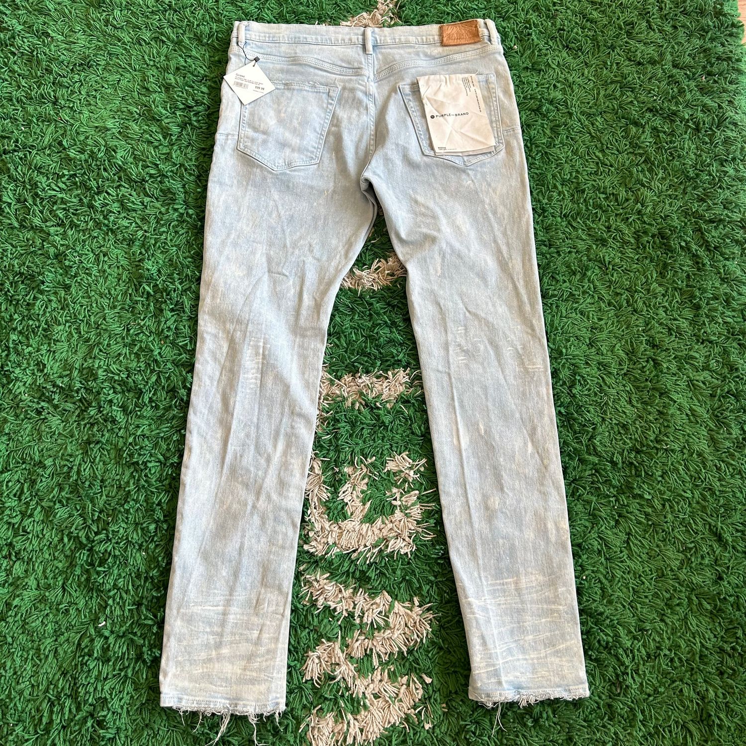 PO PURPLE P001 SLIM FIT LIGHT WASH WHITE PAINT DISTRESSING SIZE 36