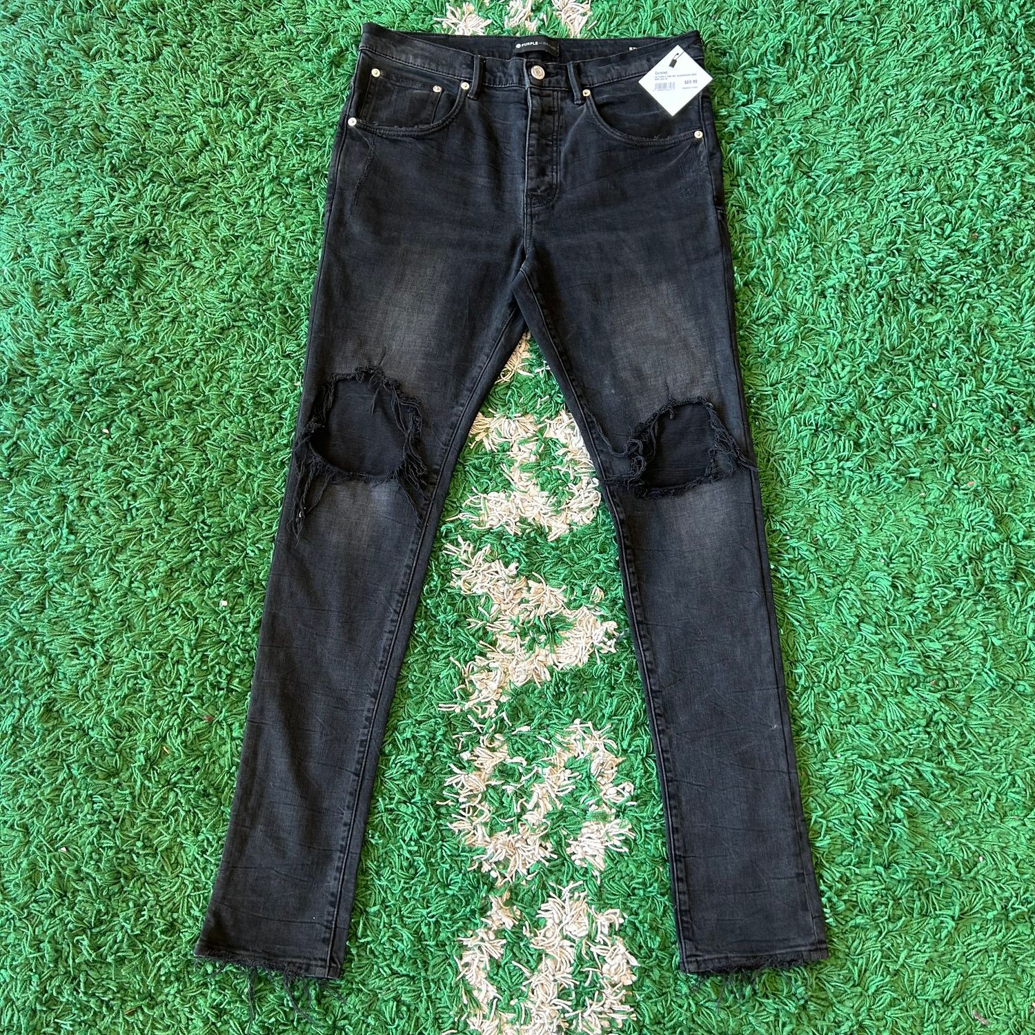 PO PURPLE P002 NBT BLACK/BLACK KNEE RIPS SIZE 33