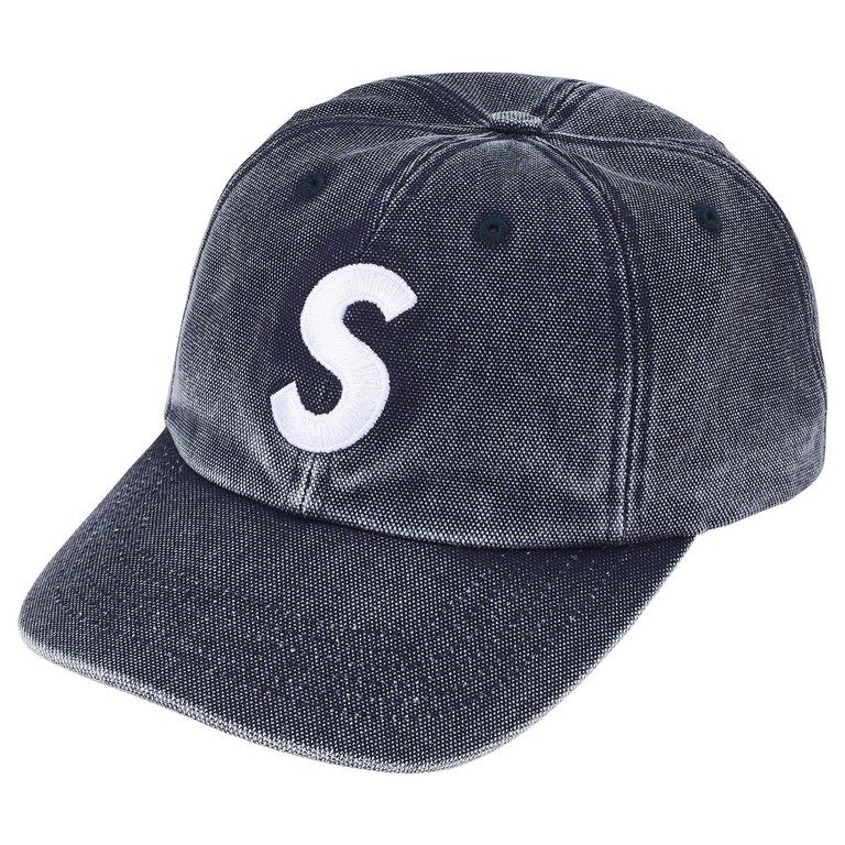 NEW SUPREME PIGMENT COATED S LOGO 6 PANEL CAP NAVY (SS26)