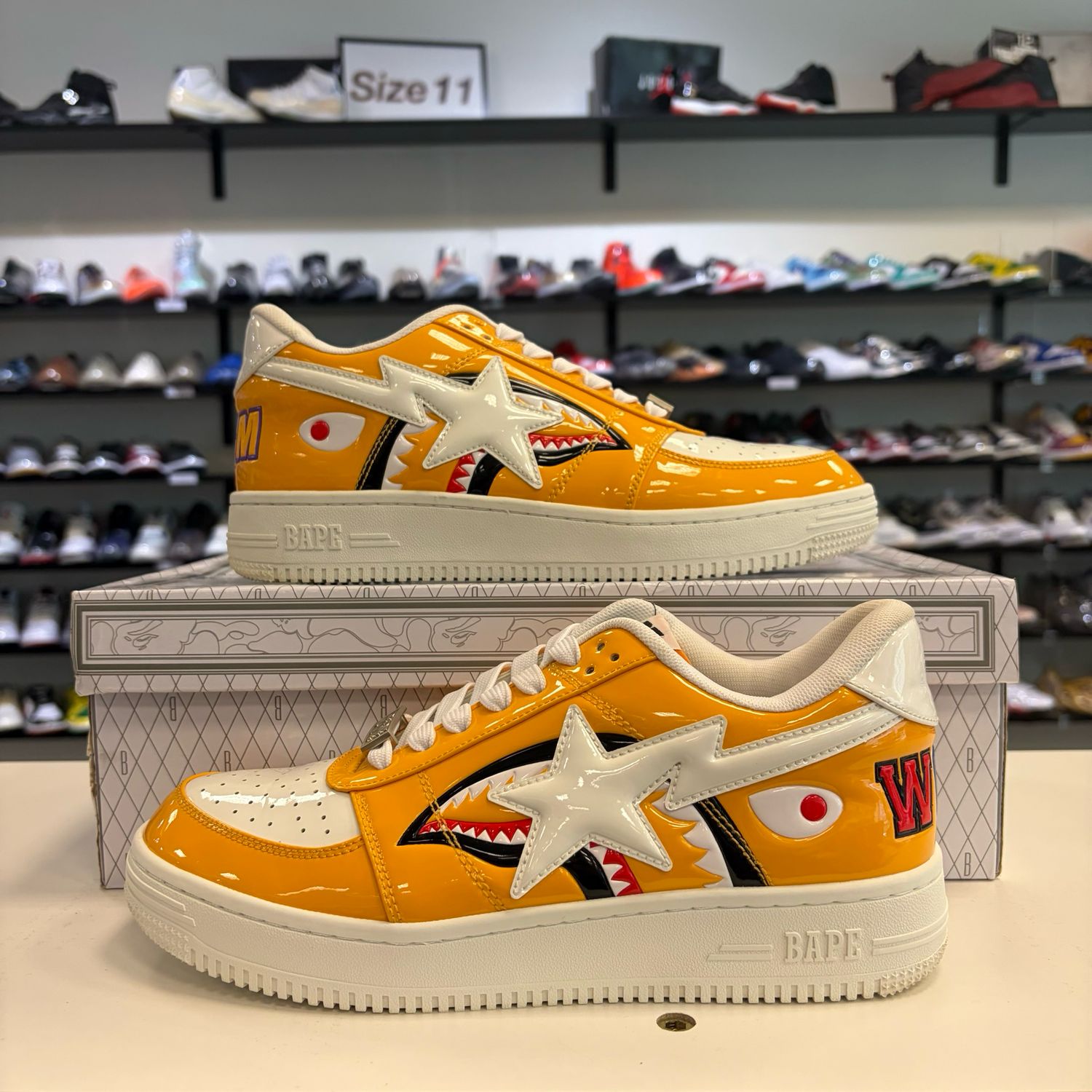 PO BAPE STA LOW M1 SHARK FACE COLOR BLOCK ORANGE SIZE 9.5