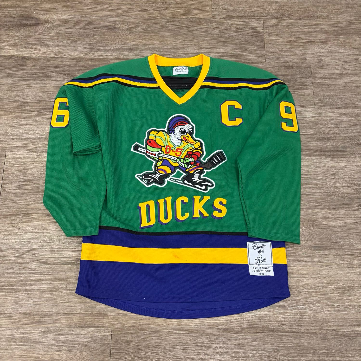 PO CLASSIC REELS MIGHTY DUCKS HOCKEY JERSEY SIZE LARGE