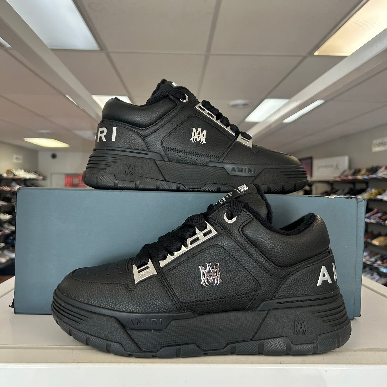 PO AMIRI MA-1 BLACK METALLIC SILVER SIZE 9US