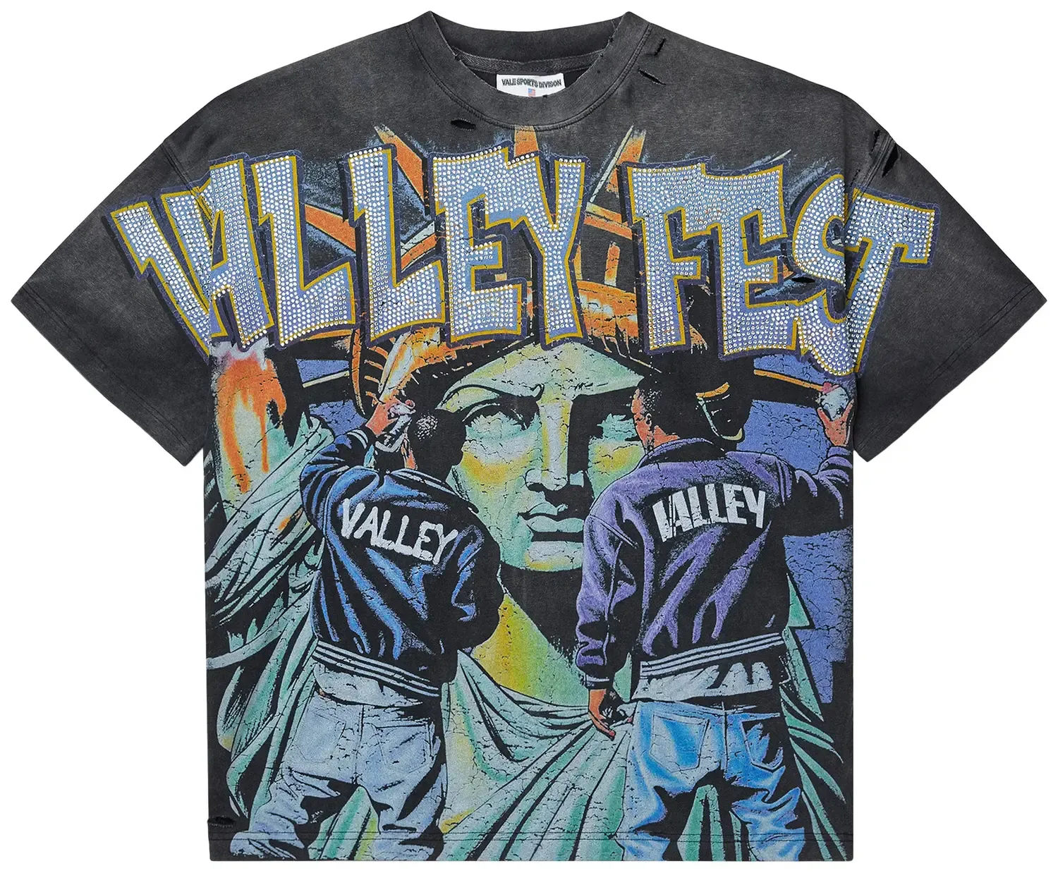 NEW VALE BLING GRAFFITI TEE BLACK