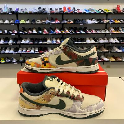 PO NIKE DUNK LOW SE SAIL MULTI CAMO SIZE 10