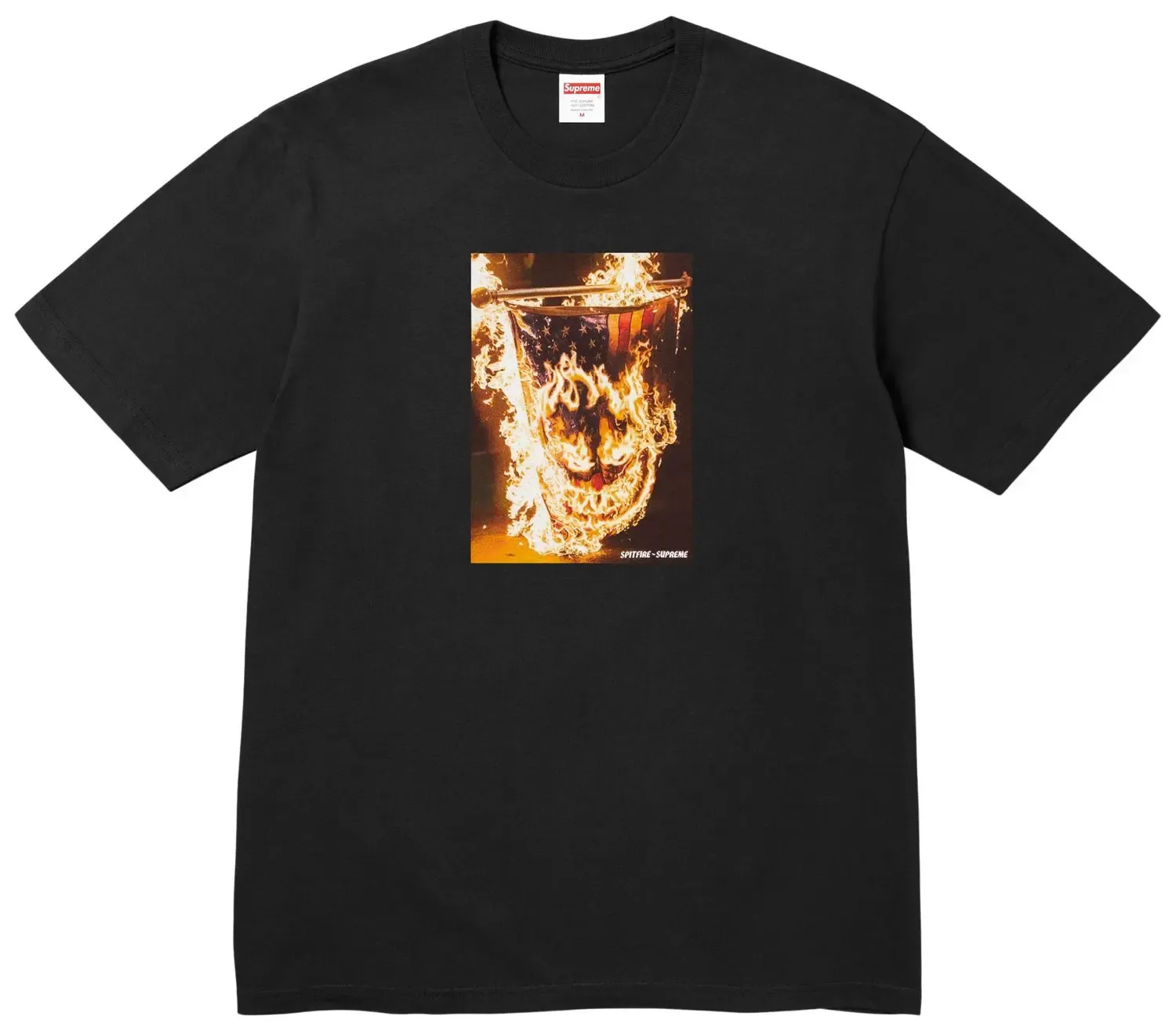 NEW SUPREME SPITFIRE FLAG TEE BLACK