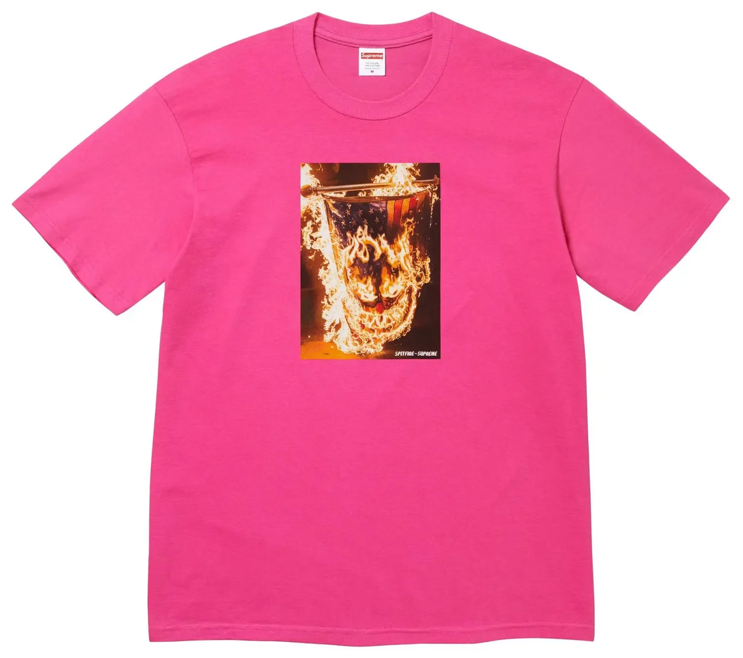 NEW SUPREME SPITFIRE FLAG TEE FUCHSIA