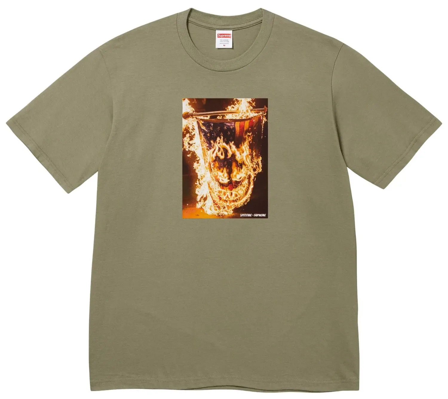 NEW SUPREME SPITFIRE FLAG TEE OLIVE