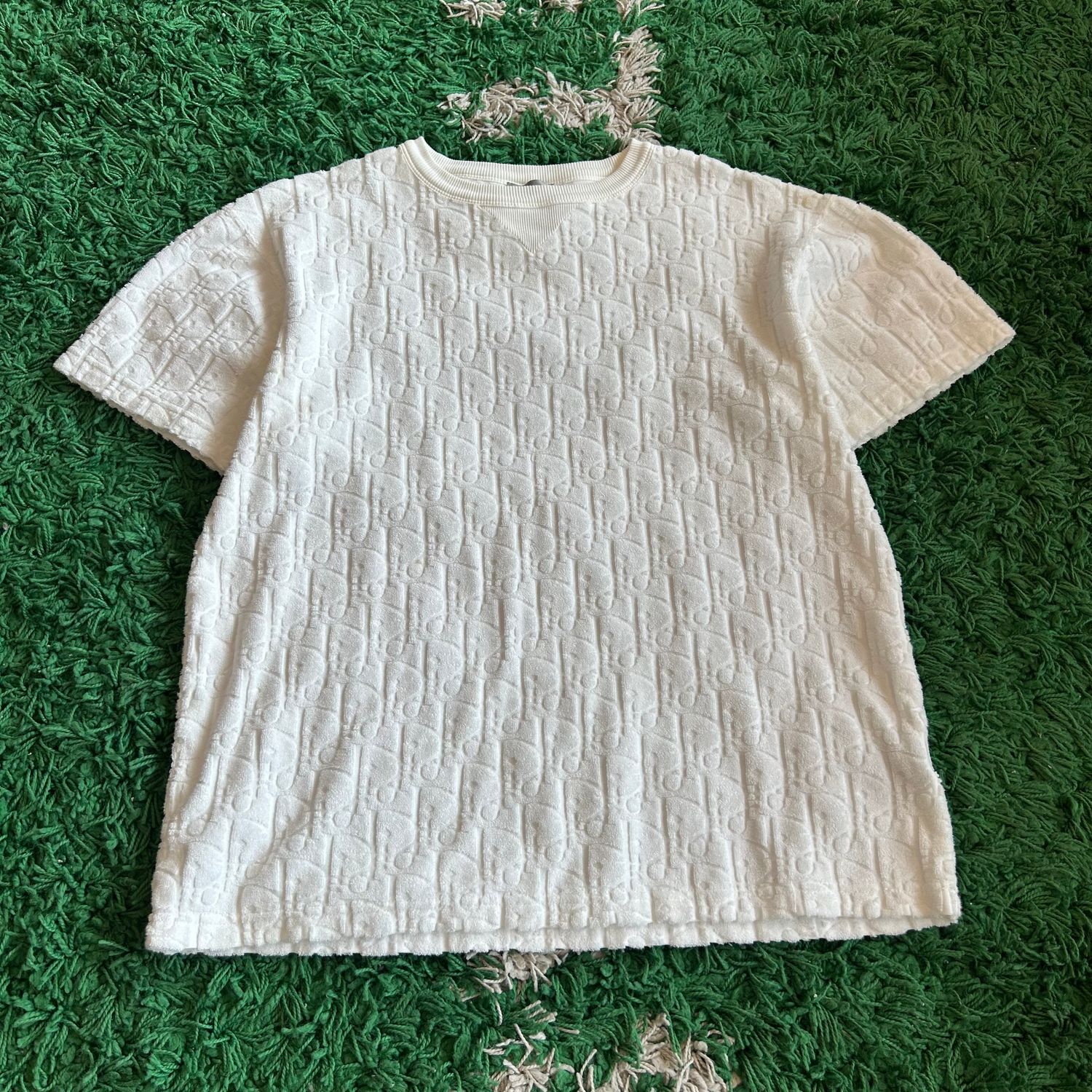 PO DIOR OBLIQUE TERRY WHITE TEE SIZE XS