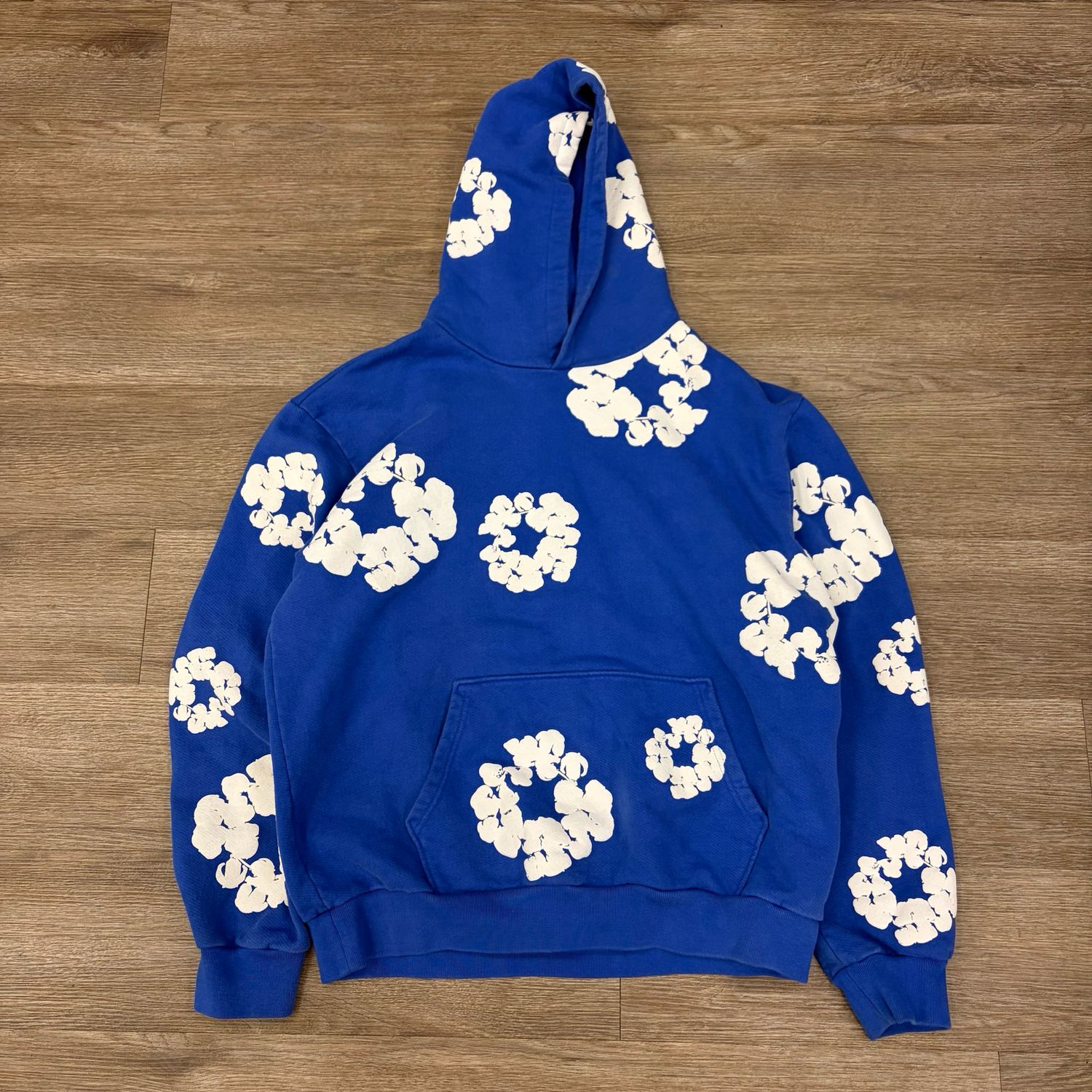 PO DENIM TEARS HOODIE BLUE SIZE XL