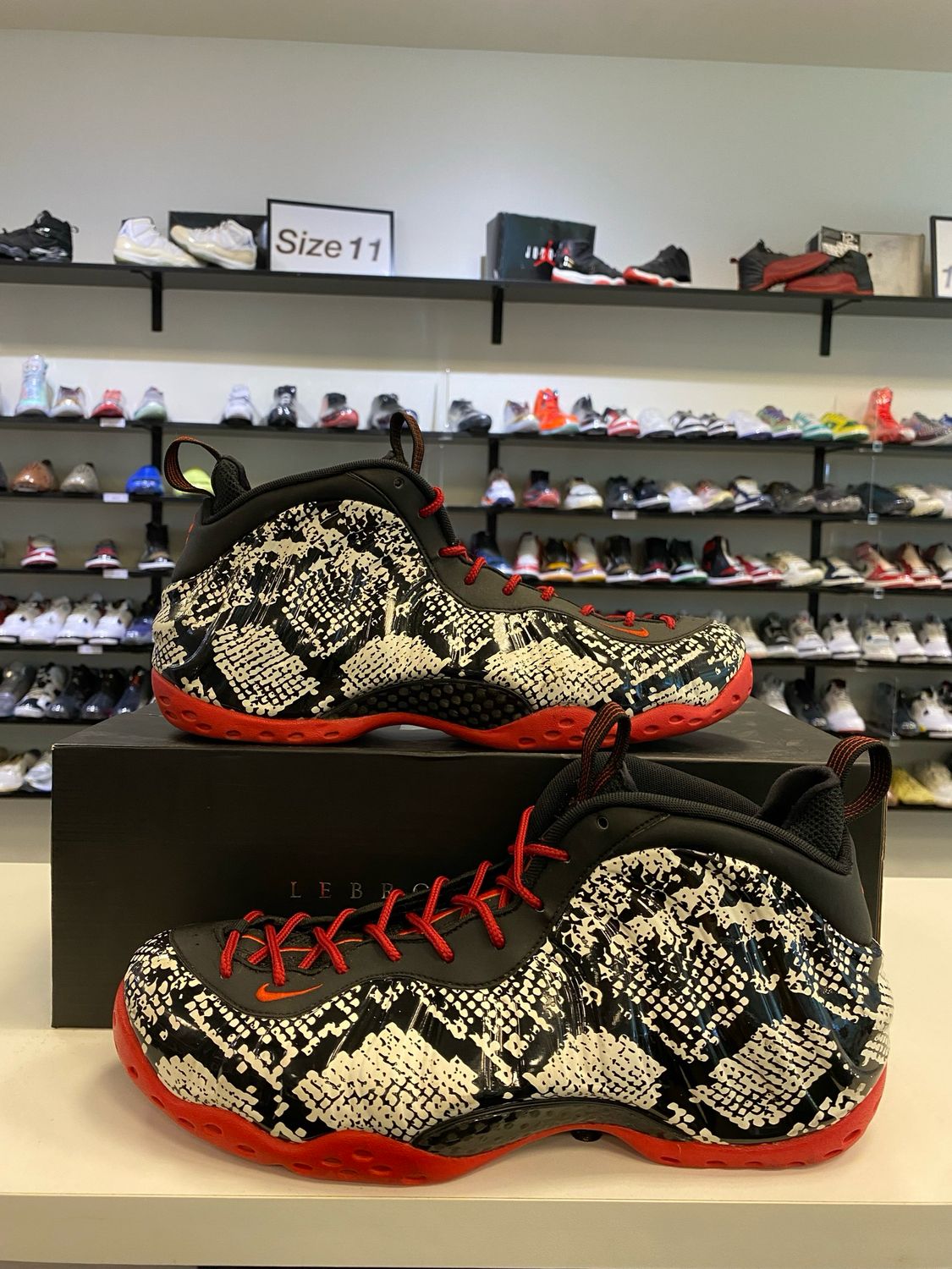 PO NB NIKE AIR FOAMPOSITE ONE ALBINO SNAKESKIN SIZE 11