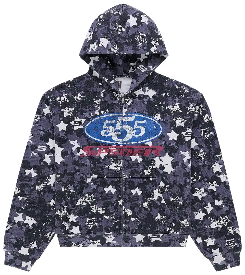 NEW SP5DER R5CING ZIP HOODIE BLUE CAMO