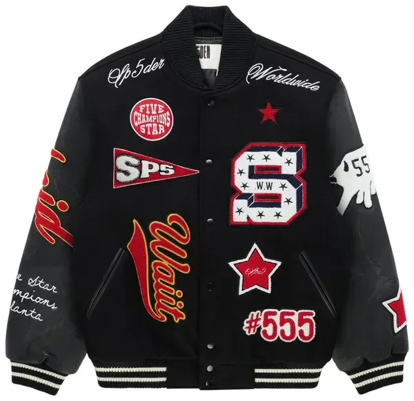 NEW SP5DER DISTRICT V VARSITY JACKET BLACK