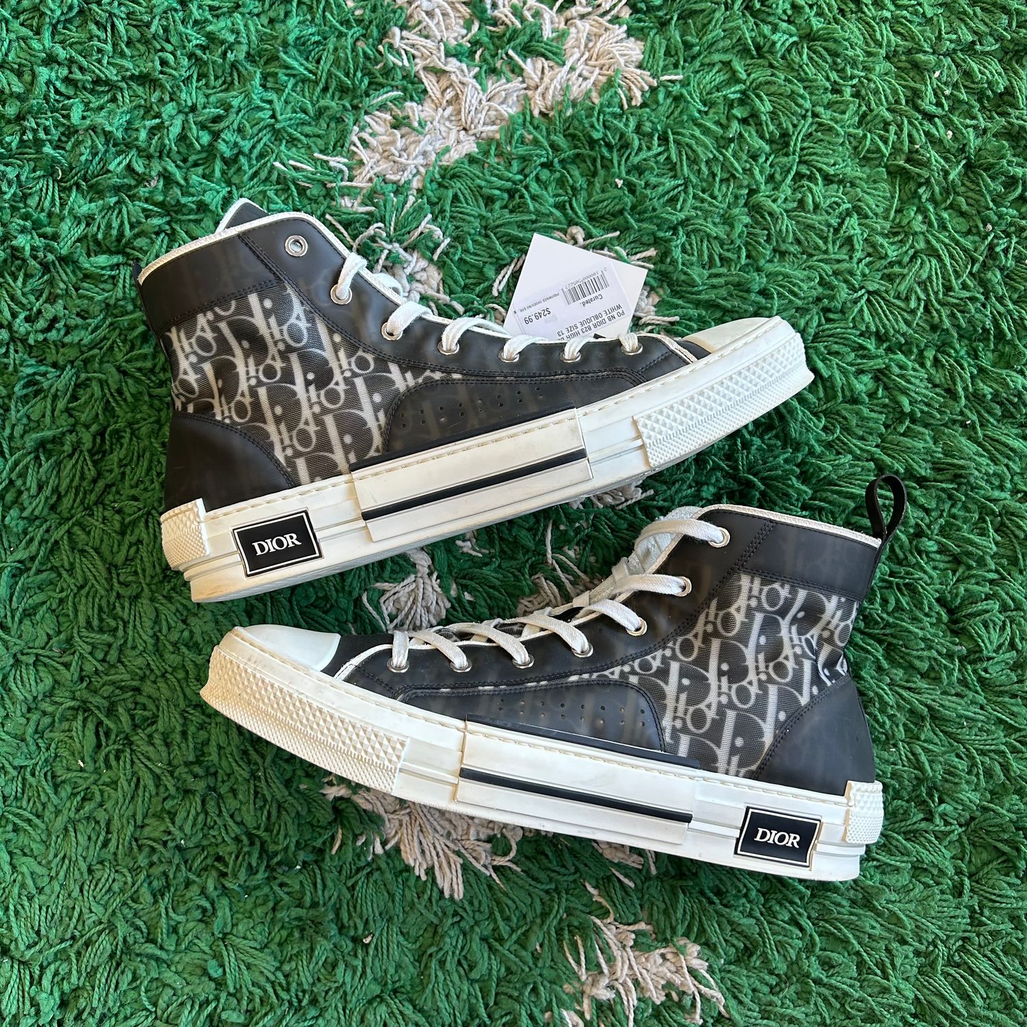 PO NB DIOR B23 HIGH BLACK WHITE OBLIQUE (SX) SIZE 13
