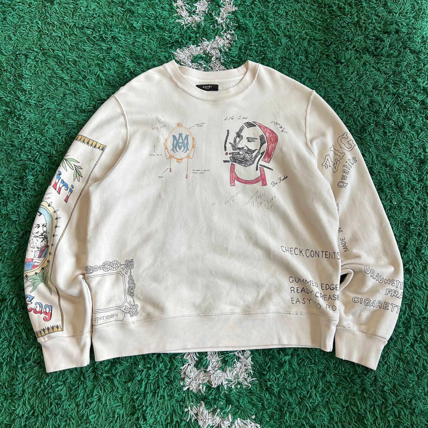 PO AMIRI GRAPHIC PRINT CCREW NECK SWEATSHIRT SIZE X-LARGE