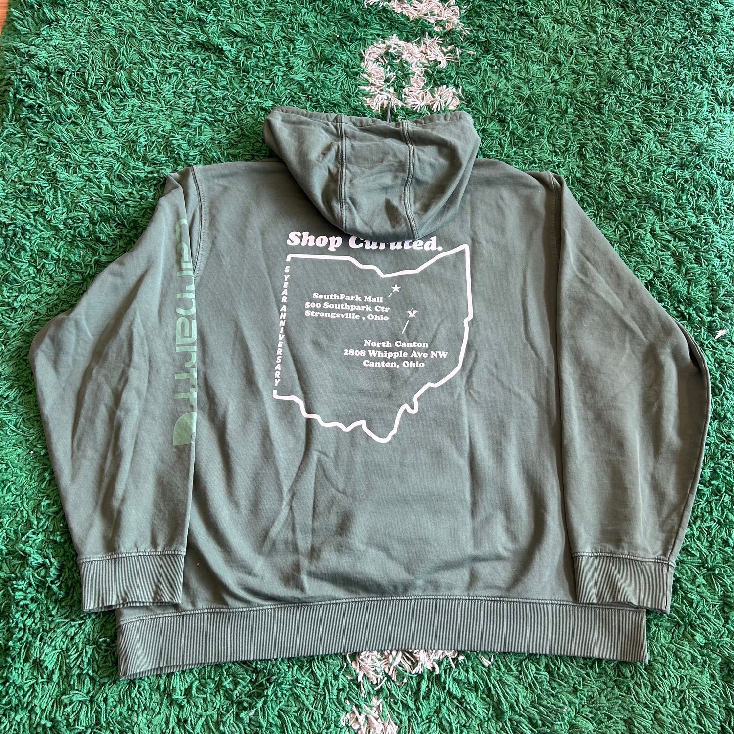 NEW CURATED CARHARTT 5 YEARS HOODIE WASHED GREEN