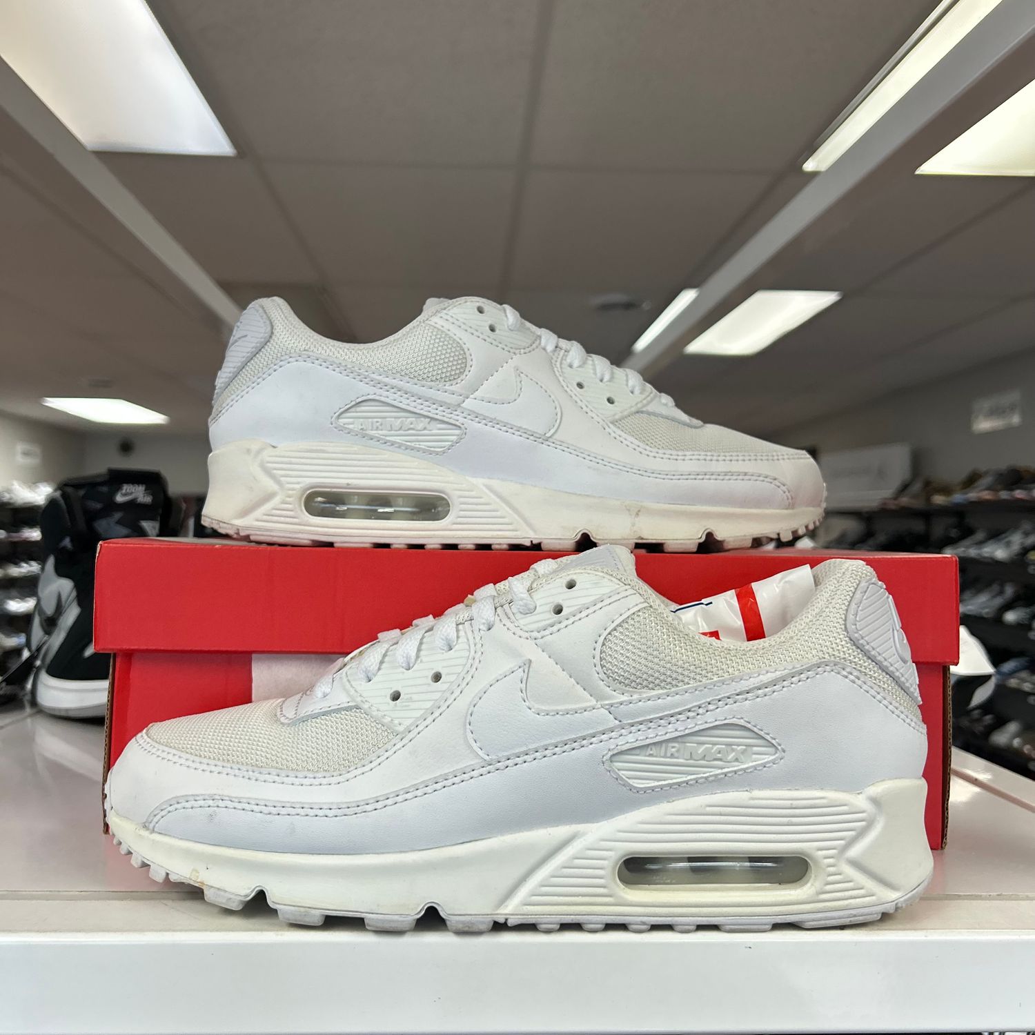 PO NIKE AIR MAX 90 RECRAFT TRIPLE WHITE (SX) SIZE 9