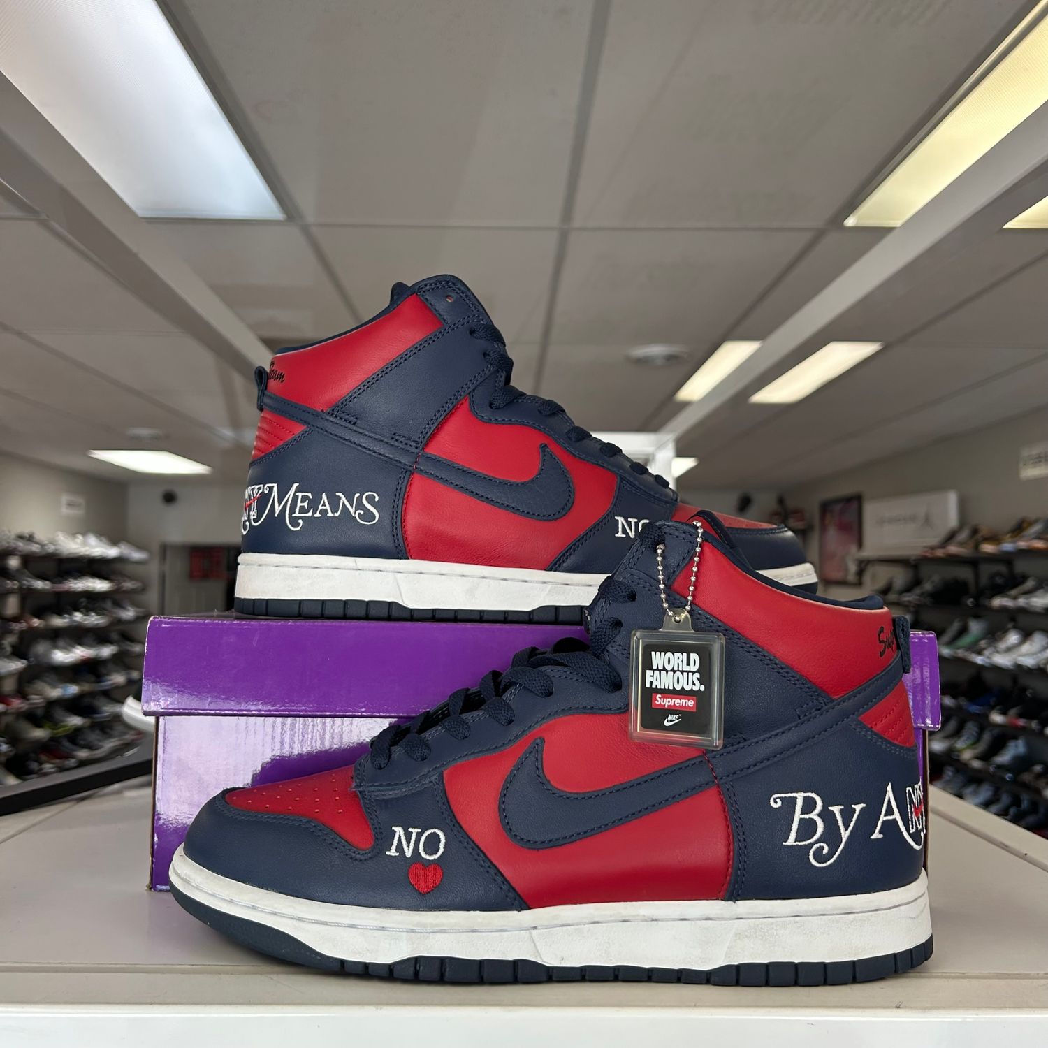 PO NIKE SB DUNK HIGH SUPREME BY ANY MEANS NAVY SX SIZE 10