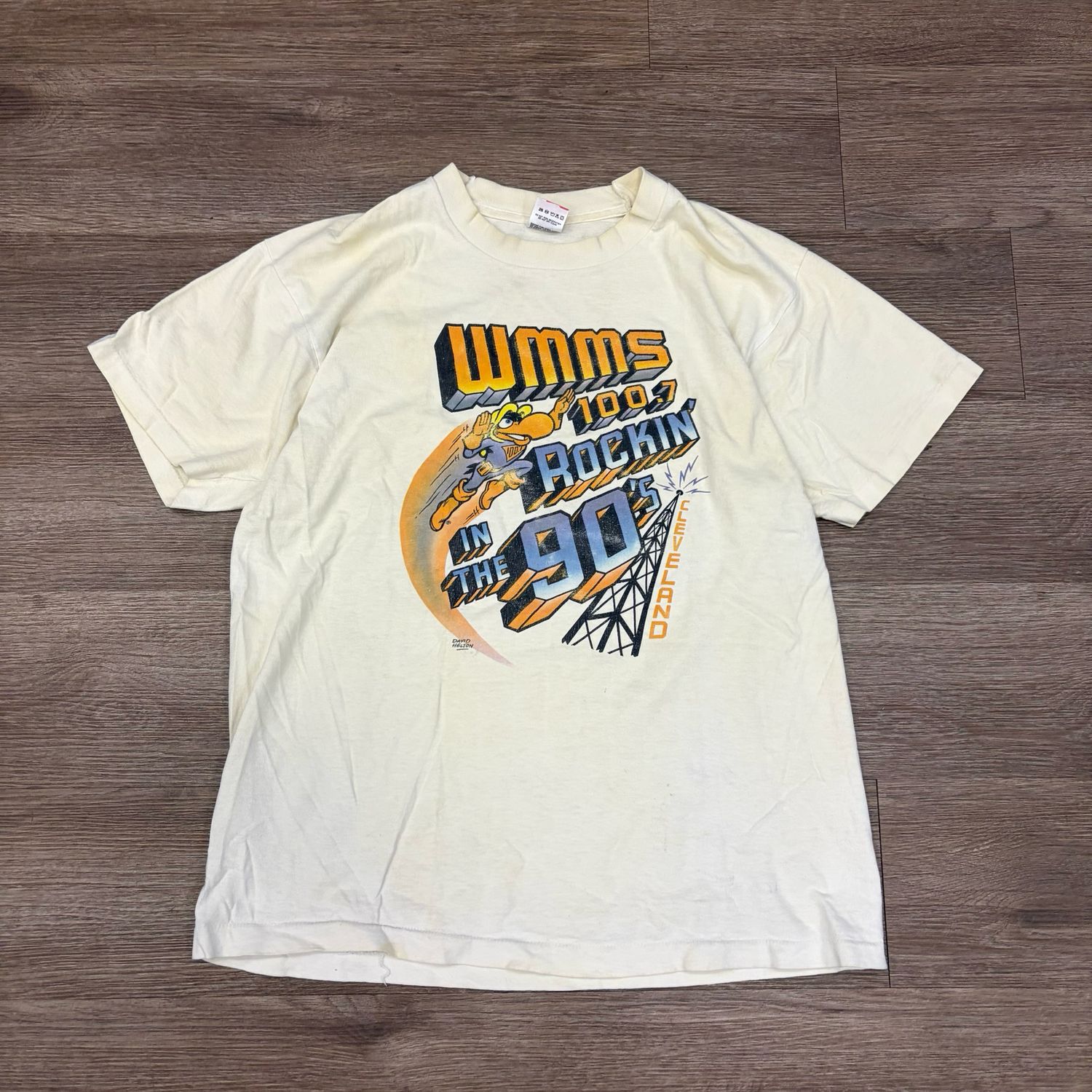 VINTAGE WMMS ROCKING IN THE 90S CLEVELAND WHITE TEE SIZE L