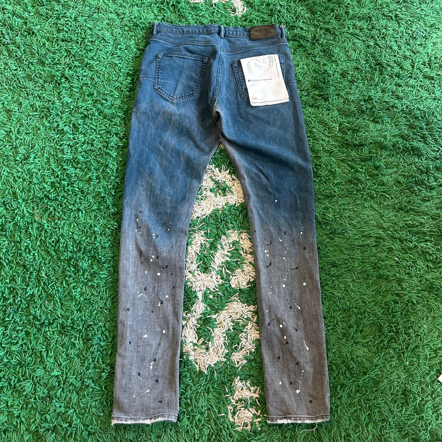 PO PURPLE JEANS ANKLE PAINT SPLATTER BLUE/GREY SIZE 30