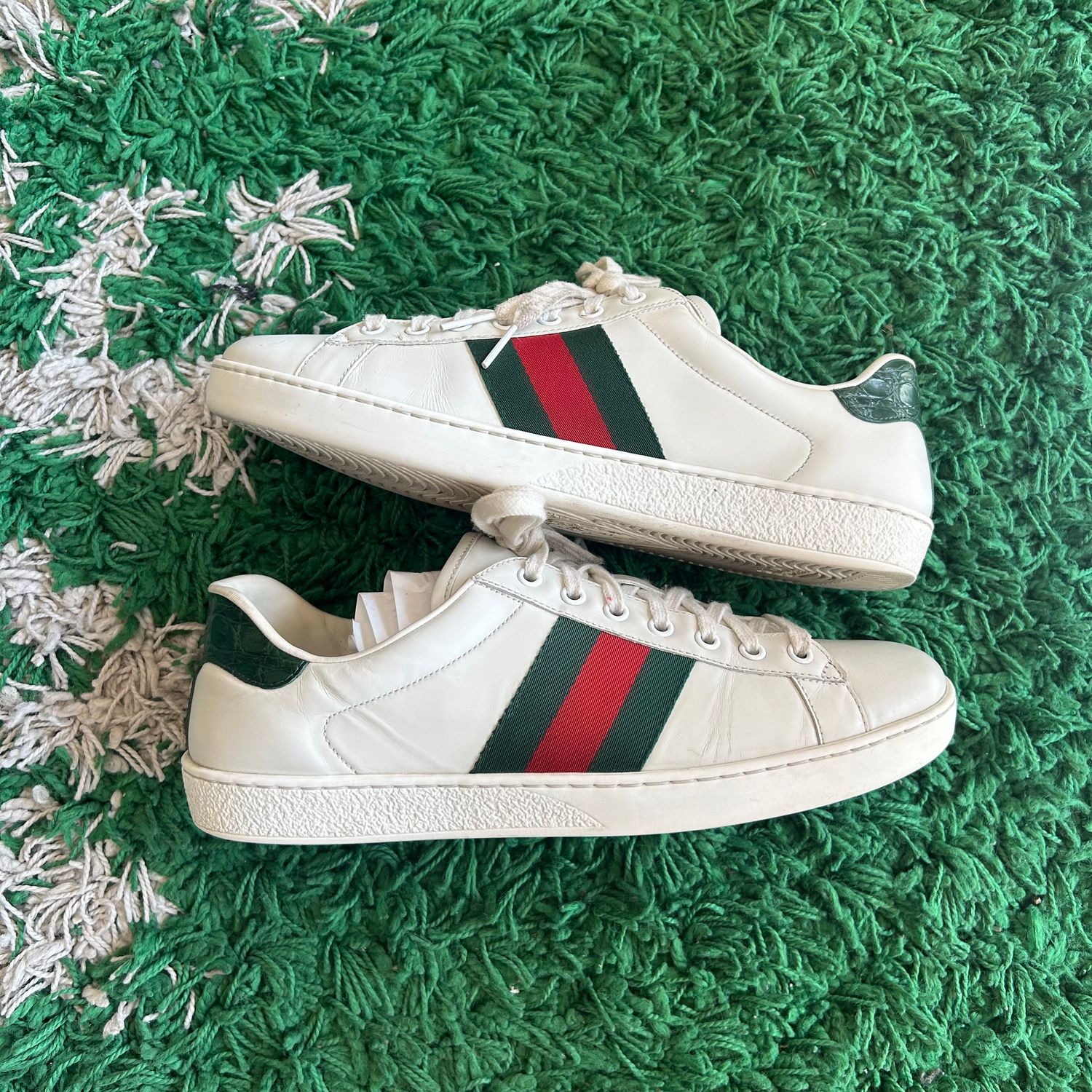 PO NB GUCCI ACE WHITE LEATHER (SX) SIZE 8.5UK (9-9.5US)