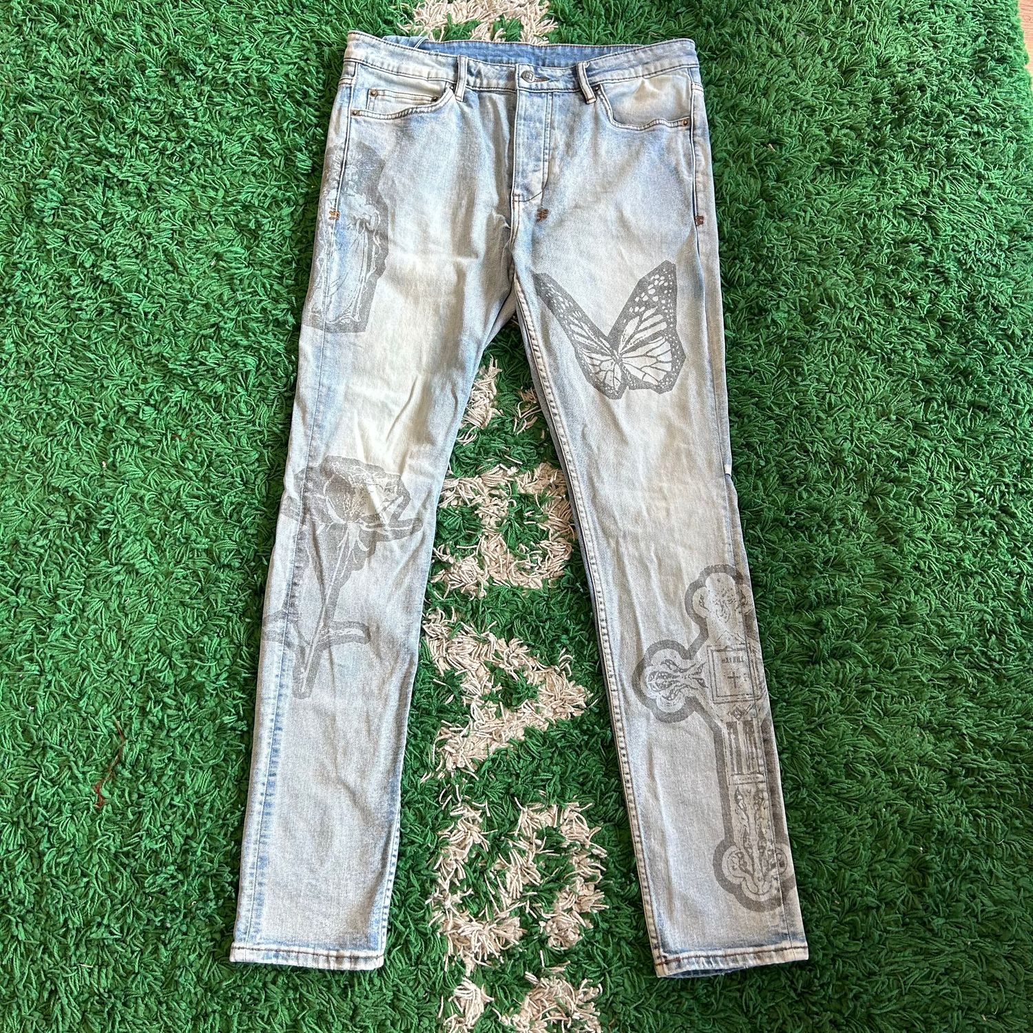 PO KSUBI JESSUS BUTTERFLIES JEANS SIZE 33