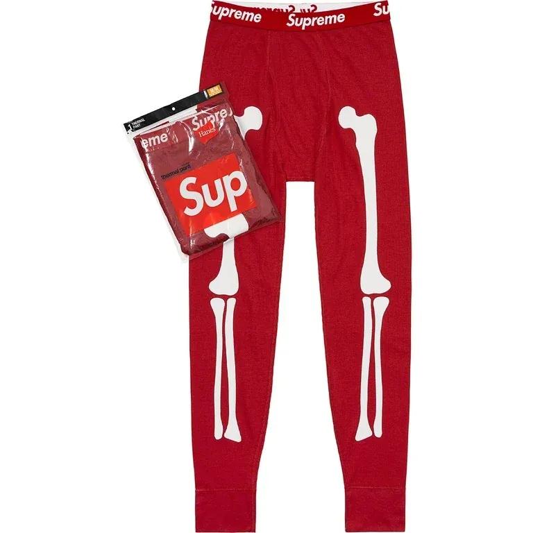 NEW SUPREME HANES BONES THERMAL PANT (1 PACK) RED FW21 SIZE M