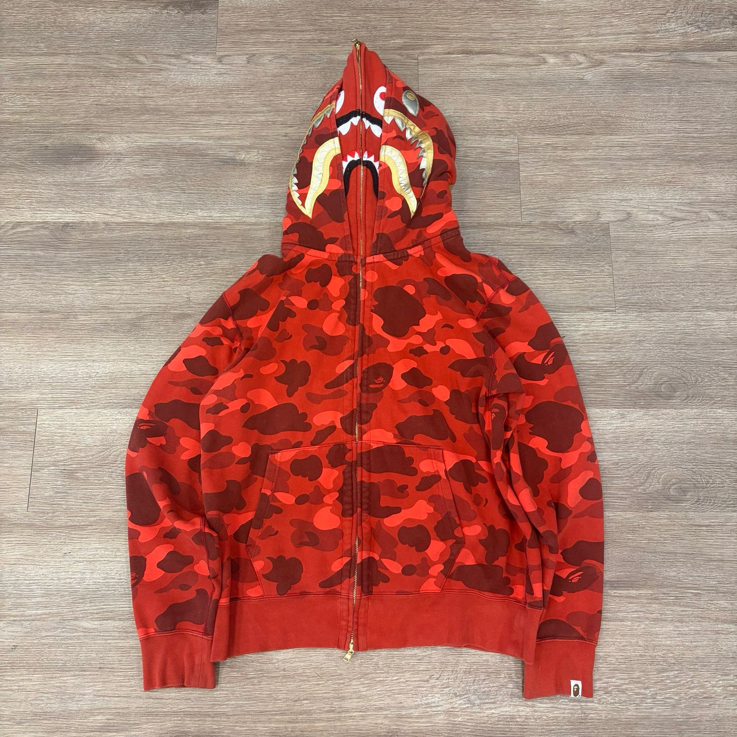 PO BAPE COLOR CAMO DOUBLE SHARK FULL ZIP HOODIE SS24 SIZE XL (FITS SMALL)