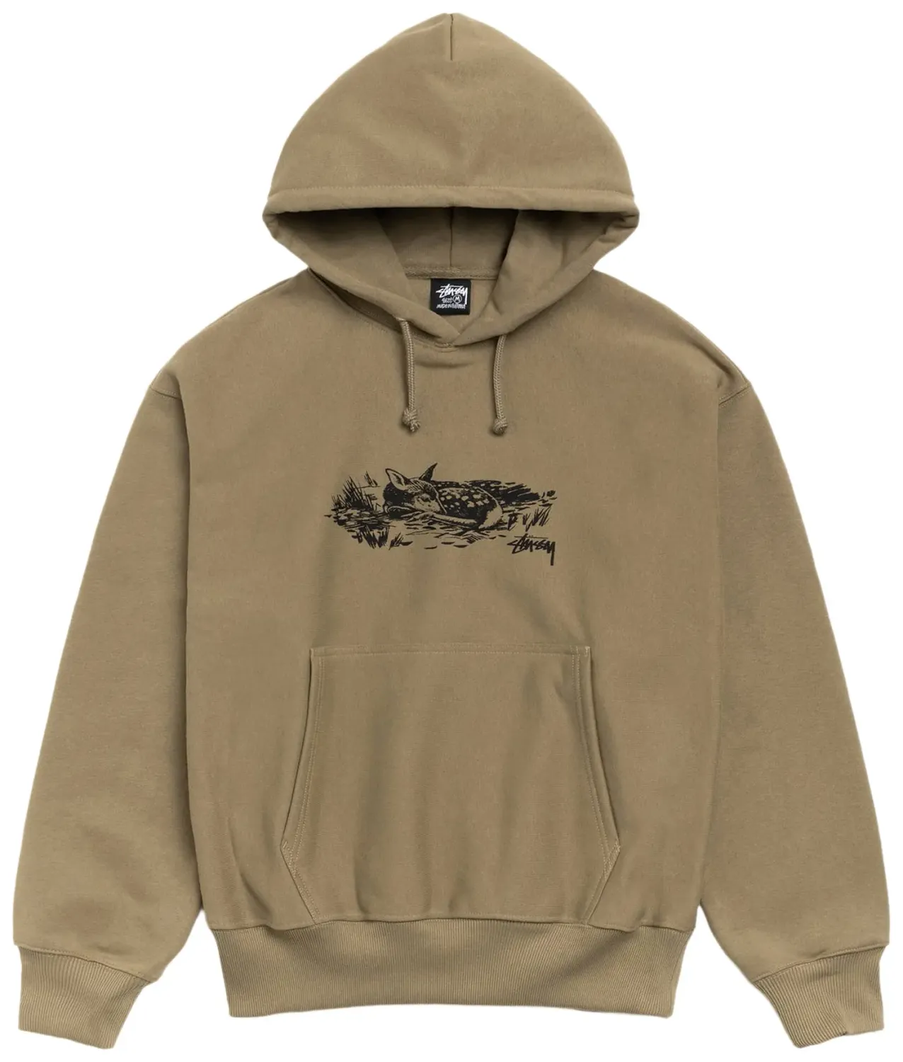 NEW STUSSY FAWN HOODIE ARMY