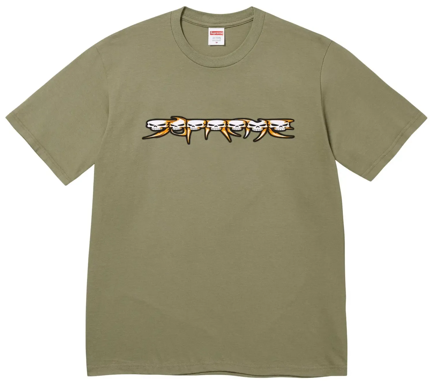 NEW SUPREME SKULLS SPELLOUT TEE LIGHT OLIVE