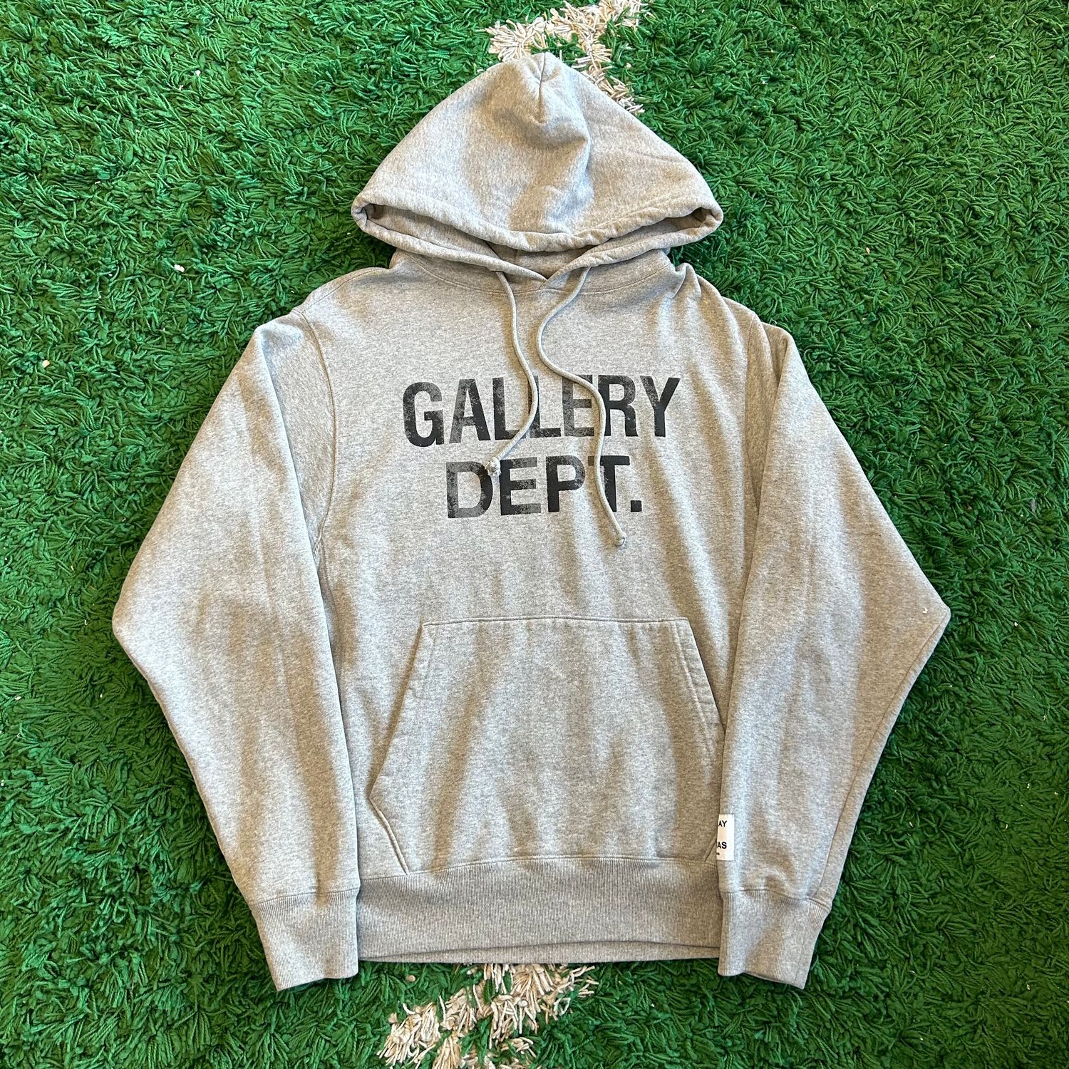 PO GALLERY DEPT. CENETERED LOGO HOODIE HEATHER GREY/BLACK (SX) SIZE S