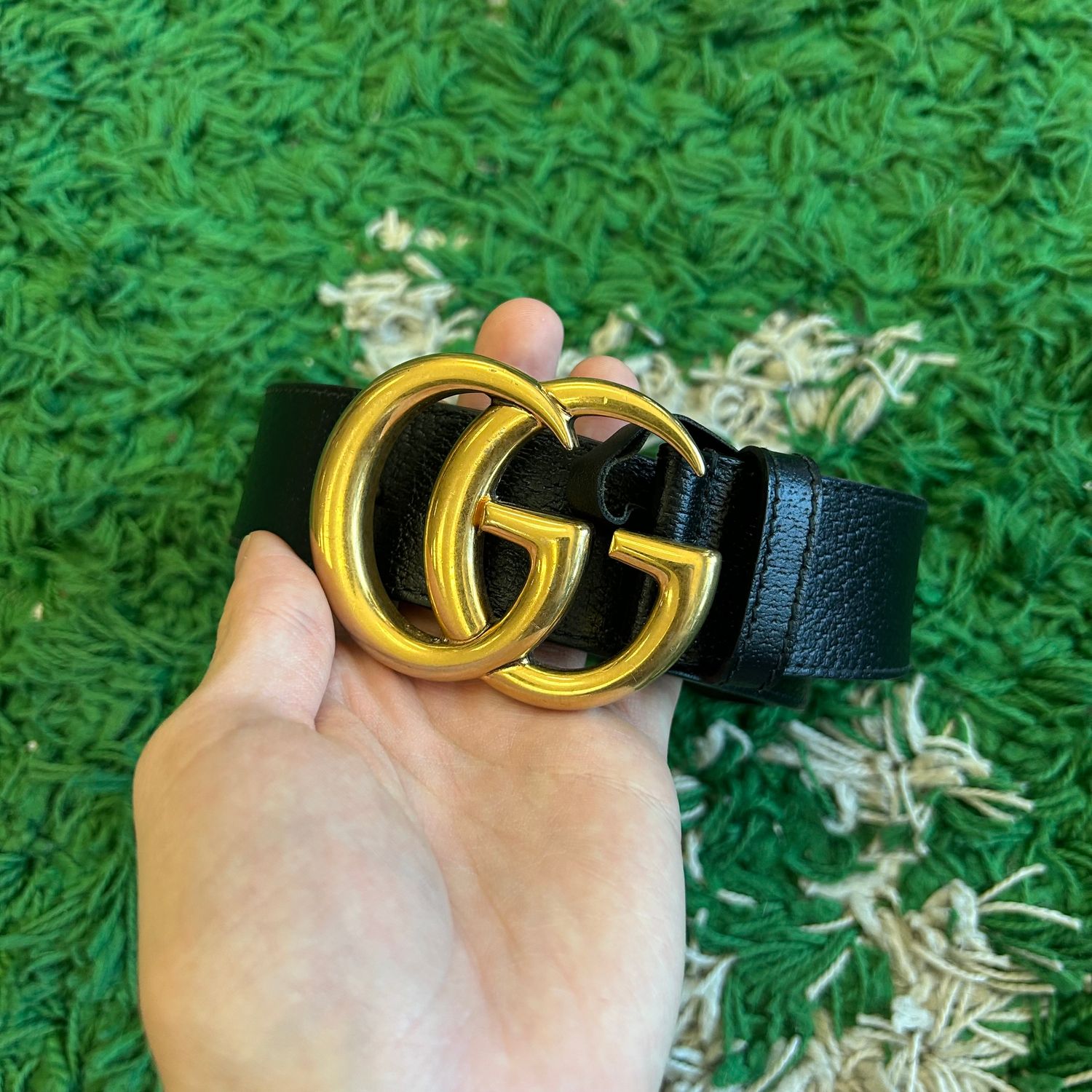 PO GUCCI GG MARMONT BELT LEATHER BLACK SIZSE 36