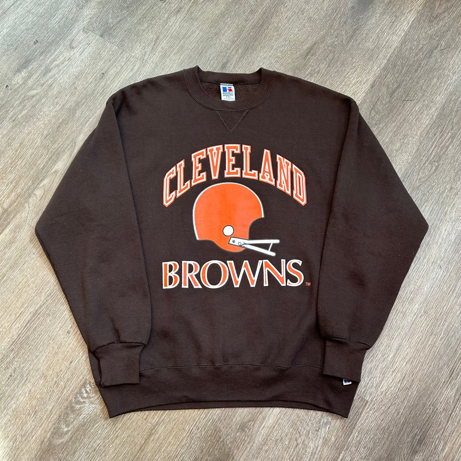 VINTAGE CLEVELAND BROWNS RETRO RUSSELL ATHLETIC CREWNECK (DH) SIZE 2XL