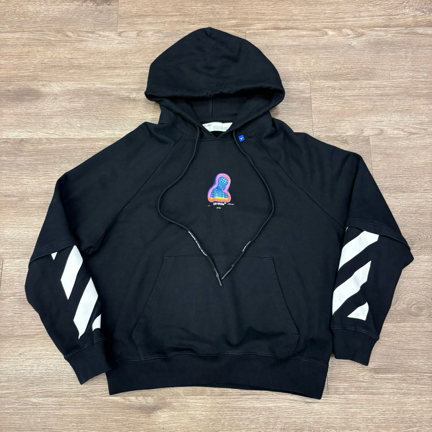 PO OFF WHITE THERMO MAN HOODIE BLACK SIZE LARGE
