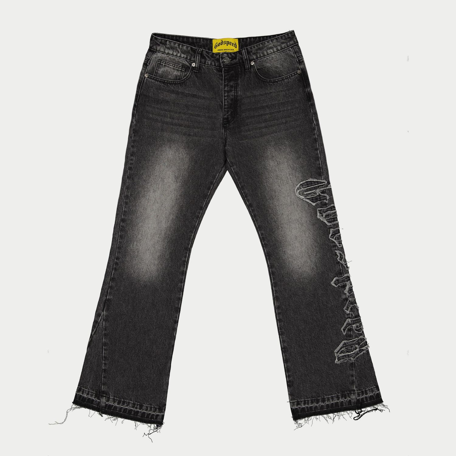 NEW GODSPEED OG LOGO FLARED STITCHED DENIM GREY WASH