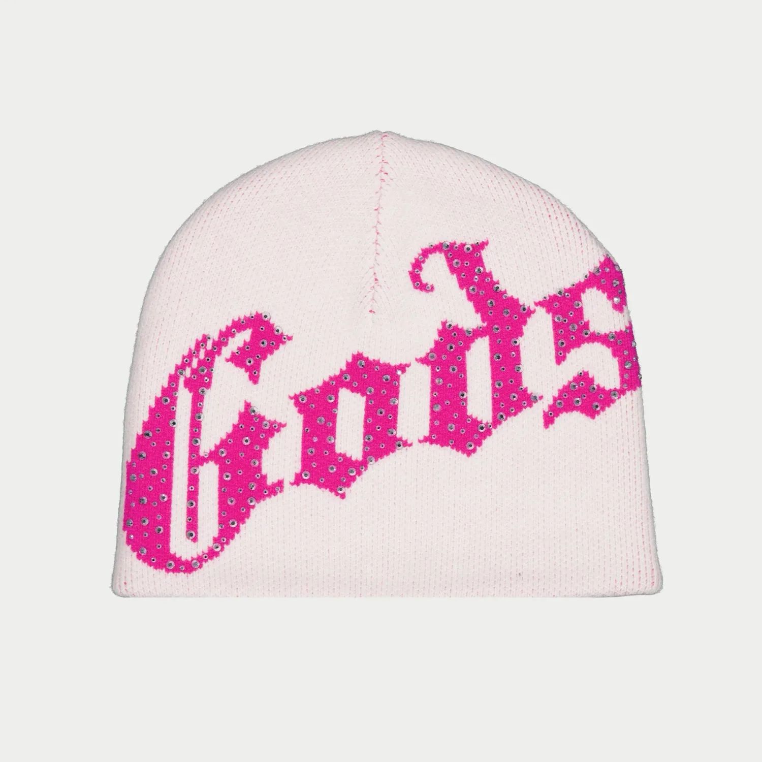 NEW GODSPEED OG LOGO STUDDED BEANIE PINK/WHITE