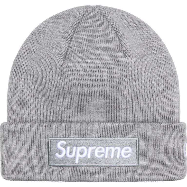 NEW SUPREME NEW ERA BOX LOGO BEANIE (FW22) HEATHER GREY