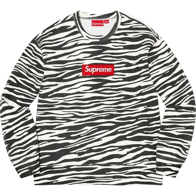 NEW SUPREME BOX LOGO CREWNECK (FW22) ZEBRA