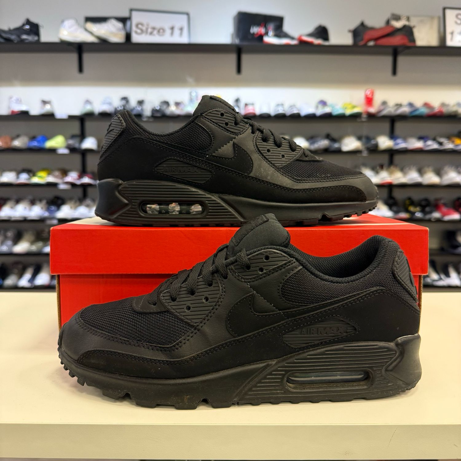 PO NIKE AIR MAX 90 RECRAFT TRIPLE BLACK SIZE 9.5